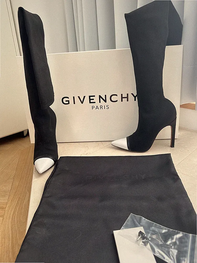 100% ORIGINAL GIVENCHY OVERKNEE STIEFEL SCHWARZ WEIß BE09117146 GR. 38