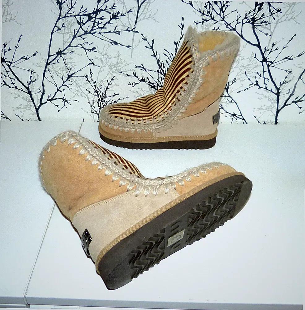 100% Original " MOU Eskimo Luxus Winter/Schnee Stiefeletten/Boots Leder/Lammfell