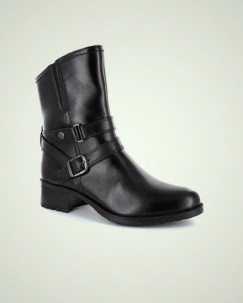 14126 BSL DAMEN STIEFELETTE ECHT LEDER BIKER BSL DAMENSCHUHE