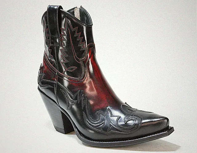 16695 Sendra Boots GORCA Flora Negro Flora Rojo Dirty Handarbeit