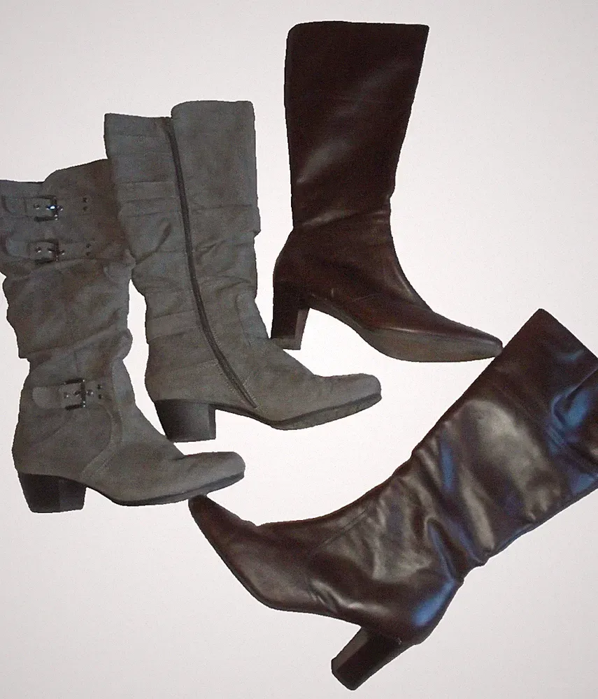 2 Paar Damen Stiefel, Boots, Echtleder und Stoff, Größe 40