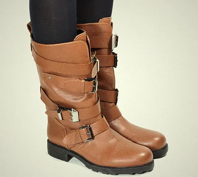 20 Stiefel Damenstiefel Schnallen Pflegeleicht Braun Killah 36