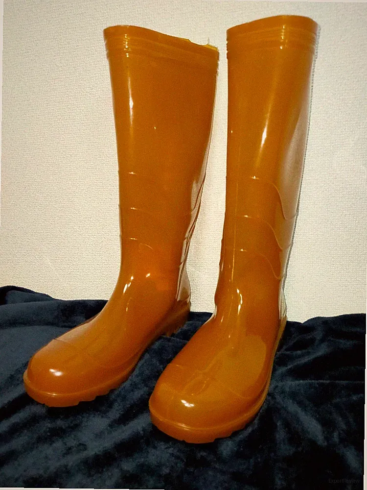 27cm Glanz Weich PVC ungefüttert Regenstiefel Gummistiefel dunkelgelb...