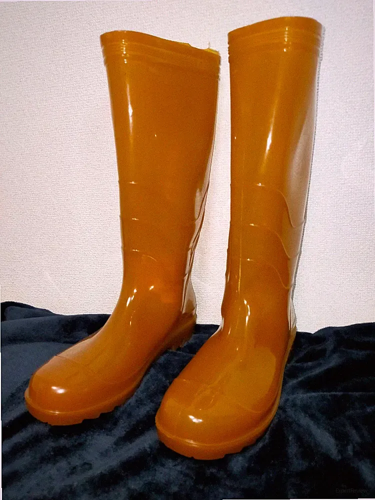 27cm Glanz Weich PVC ungefüttert Regenstiefel Gummistiefel dunkelgelb Langschaft