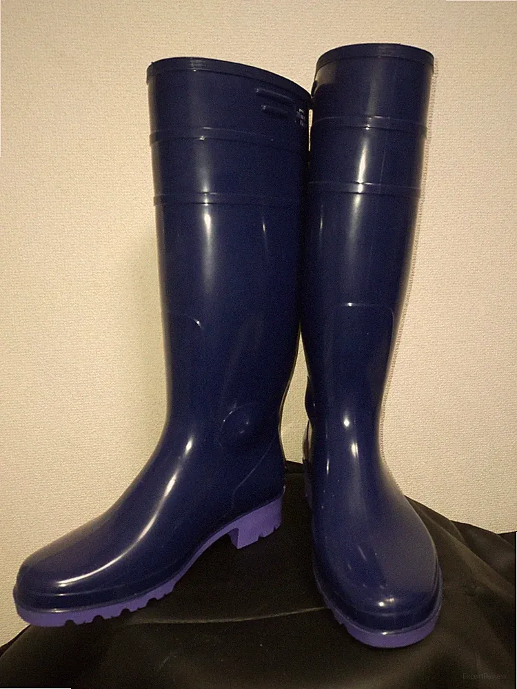 27cmEE Glanz PVC hohe Regenstiefel Gummistiefel Achilles blau navy Langschaft
