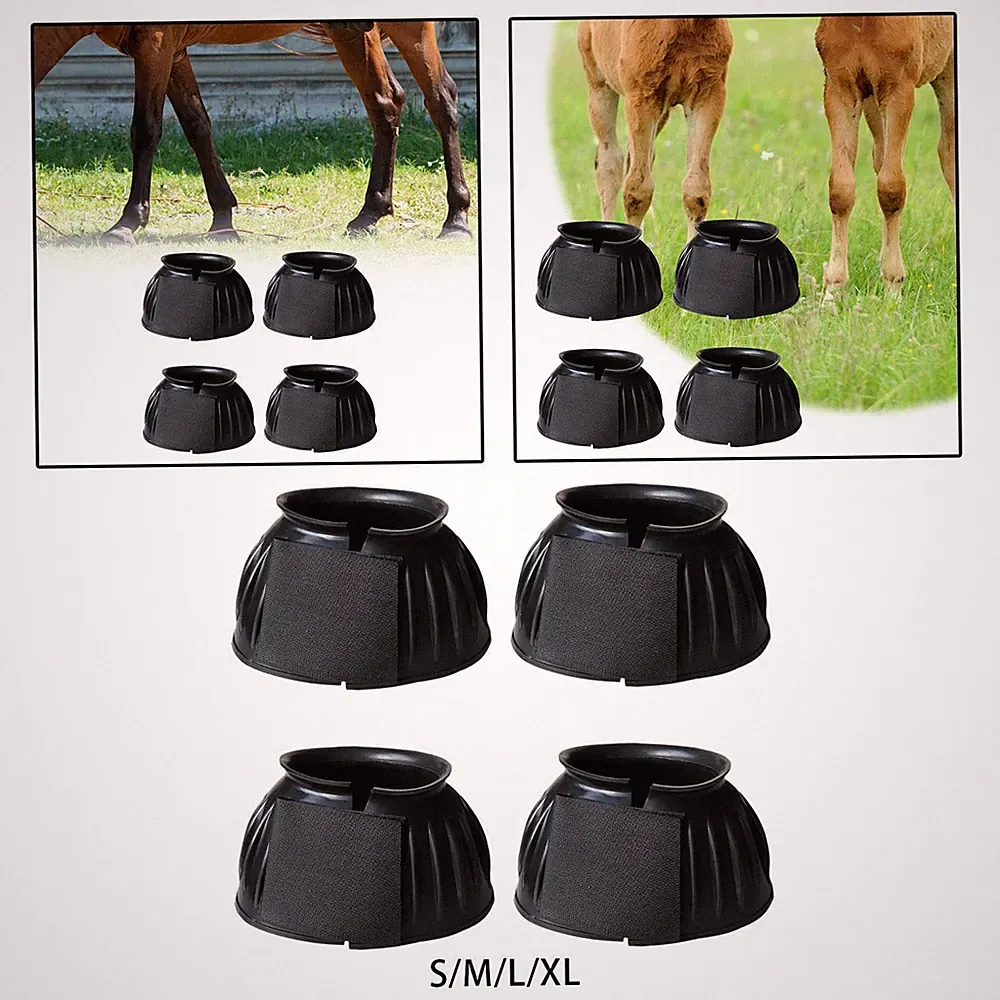 4 Stücke Pferd Huf Stiefel Einstellbare Multifunktions Bequeme Gummi Glocke