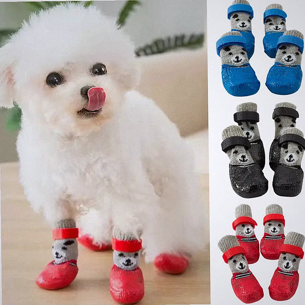 4Er-Pack Wasserdichte Gummistiefel Für Hunde Rutschfeste Welpensocken Z