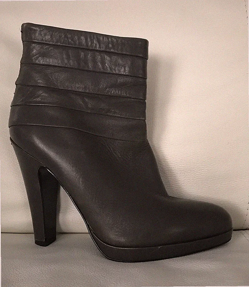 💝5TH AVENUE Stiefelette Plateau Bootie Trendy Echt Leder Dunkel Grau Gr.36