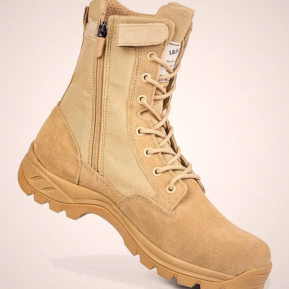 8" Durchstichfeste Kampfstiefel Schwarz mit YKK-Reißverschluss und Gummisohle