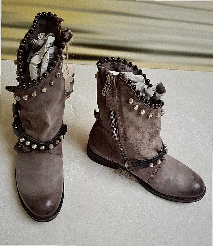 A.S.98 - AIRSTEP BIKER BOOTS - STIEFELETTEN - mit NIETEN - GR. 41