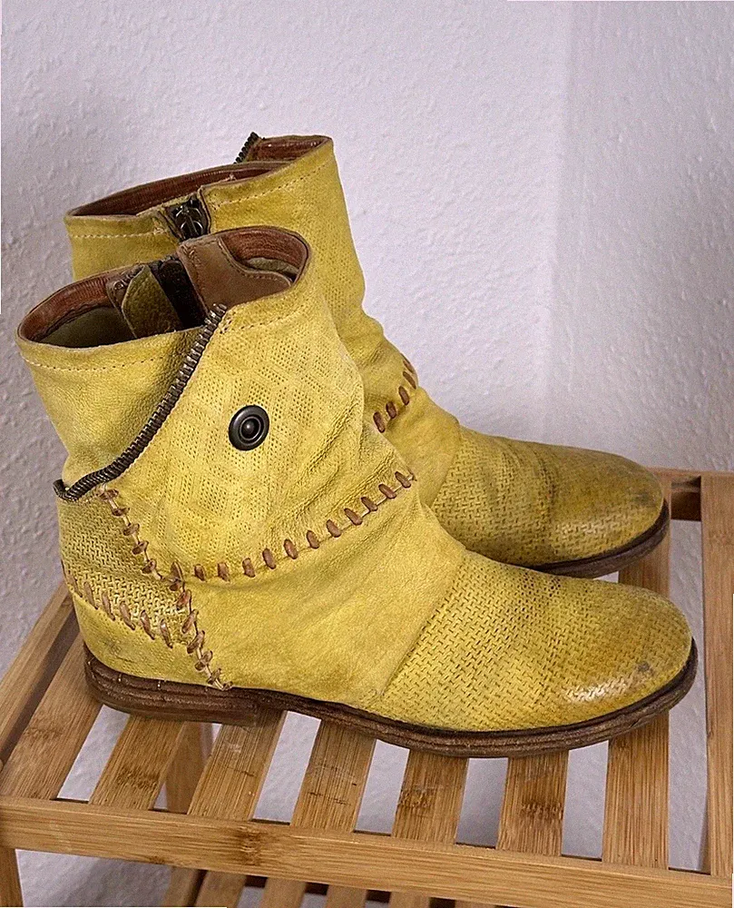 A.S.98 Tumbleweed Patchwork Women's Leather Ankle Zip Boots EU 39 UK 7 US 9