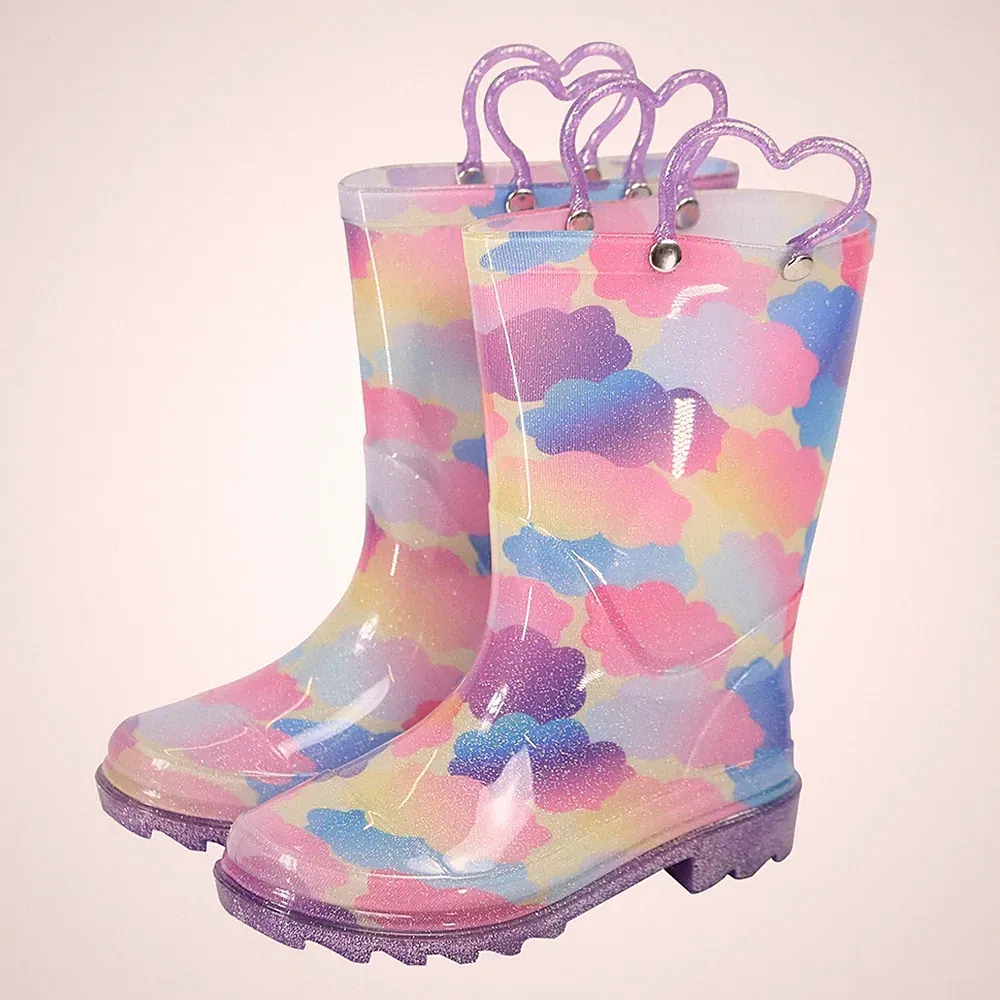 A2Z 4 Kids Mädchen Gummistiefel Stiefel Regenbogen Wolke Kinder PVC Muddy Schuhe