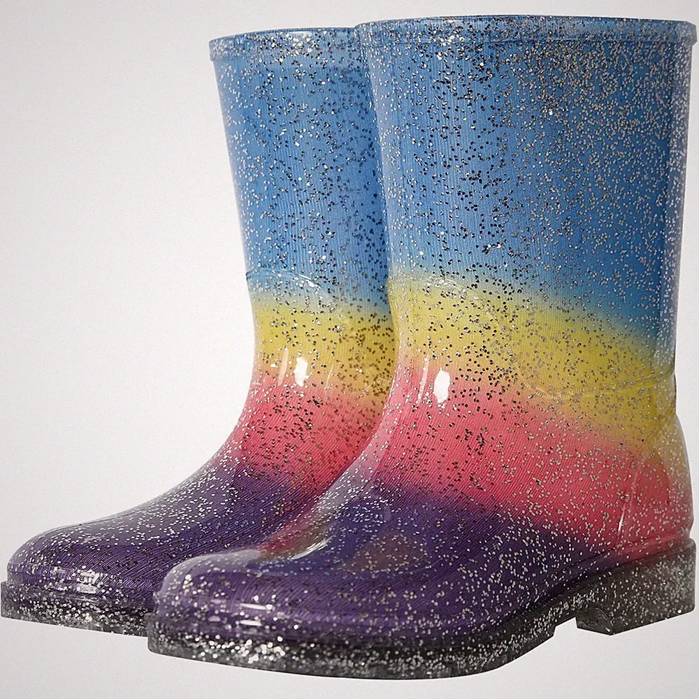 A2Z 4 Kids Mädchen Regenbogen Regenstiefel Glitzer Bunt PVC Gummistiefel