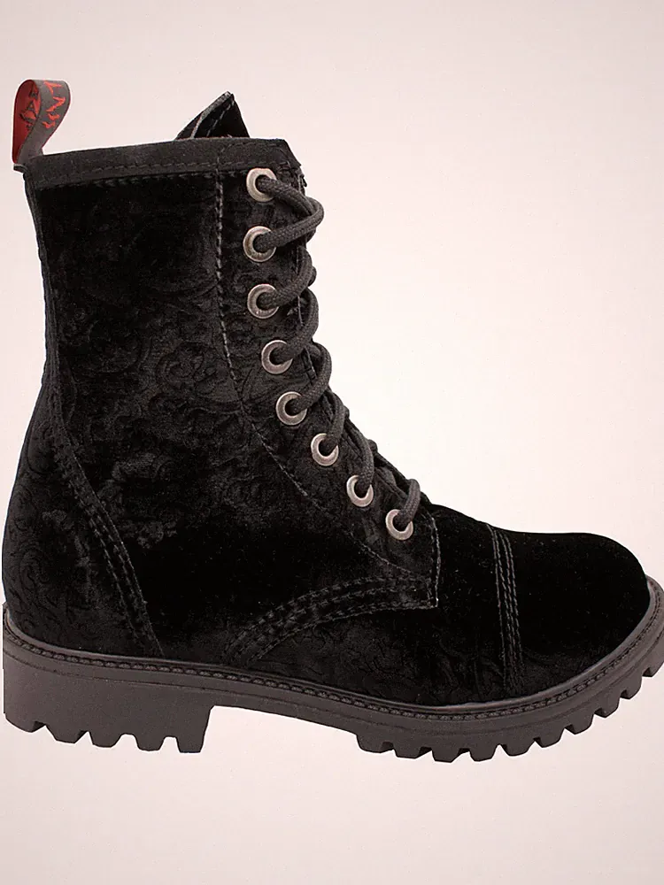 Aderlass 8-loch Boot Stiefel Velvet Samt Paisley Schwarz Brokat Gothic 5002