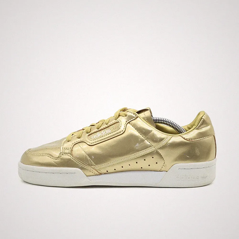 adidas Damen Continental 80 Sneaker Gold Leder Low-Top Glänzendes Finish EU 40