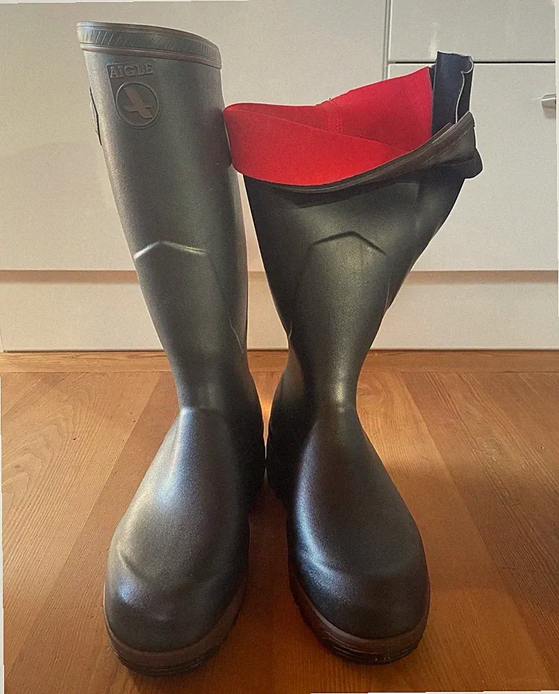 Aigle Actigrip Herren Gummistiefel schwarz rutschfest wadenlang EU 42