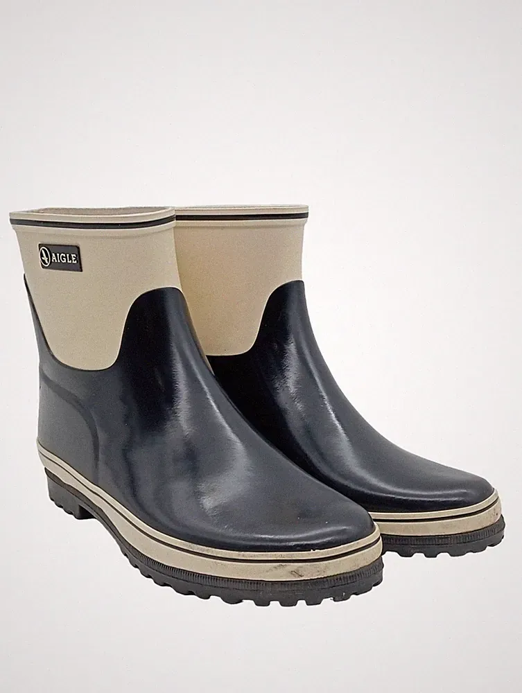 AIGLE Gummistiefel Damen Stiefel Gr. DE 38 schwarz-wollweiß Casual-Look