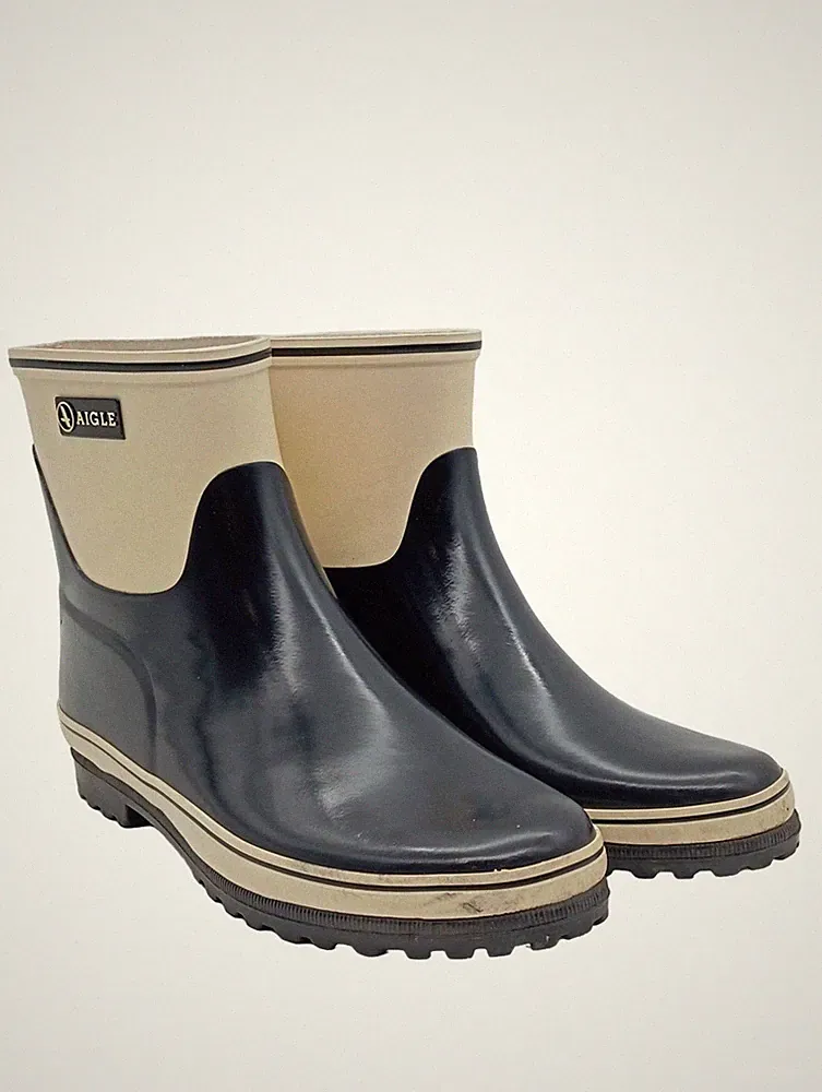 AIGLE Gummistiefel Damen Stiefel Gr. DE 38 schwarz-wollweiß Casual-Look