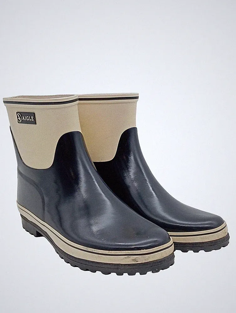 AIGLE Gummistiefel Damen Stiefel Gr. DE 38 schwarz-wollweiß Casual-Look