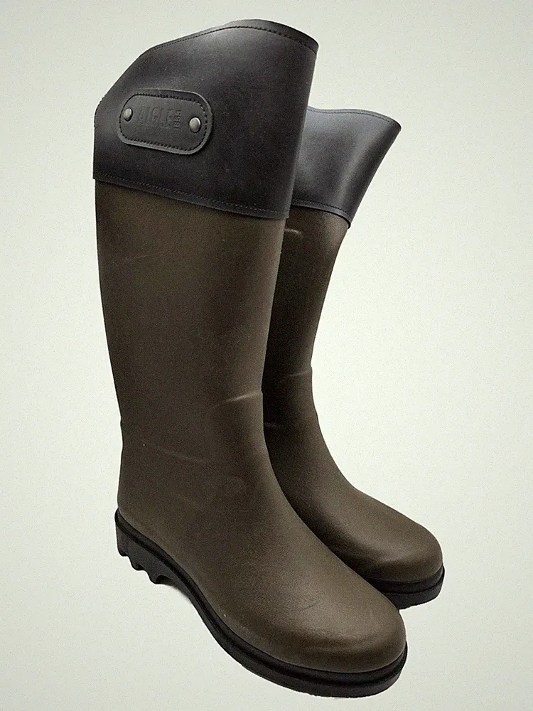 AIGLE Gummistiefel Damen Stiefel Gr. DE 39 khaki Casual-Look