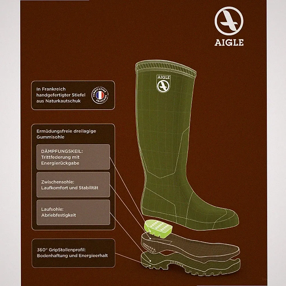 Aigle Gummistiefel Parcours 2 ISO Winterstiefel bis -20 Grad isoliert in Khaki