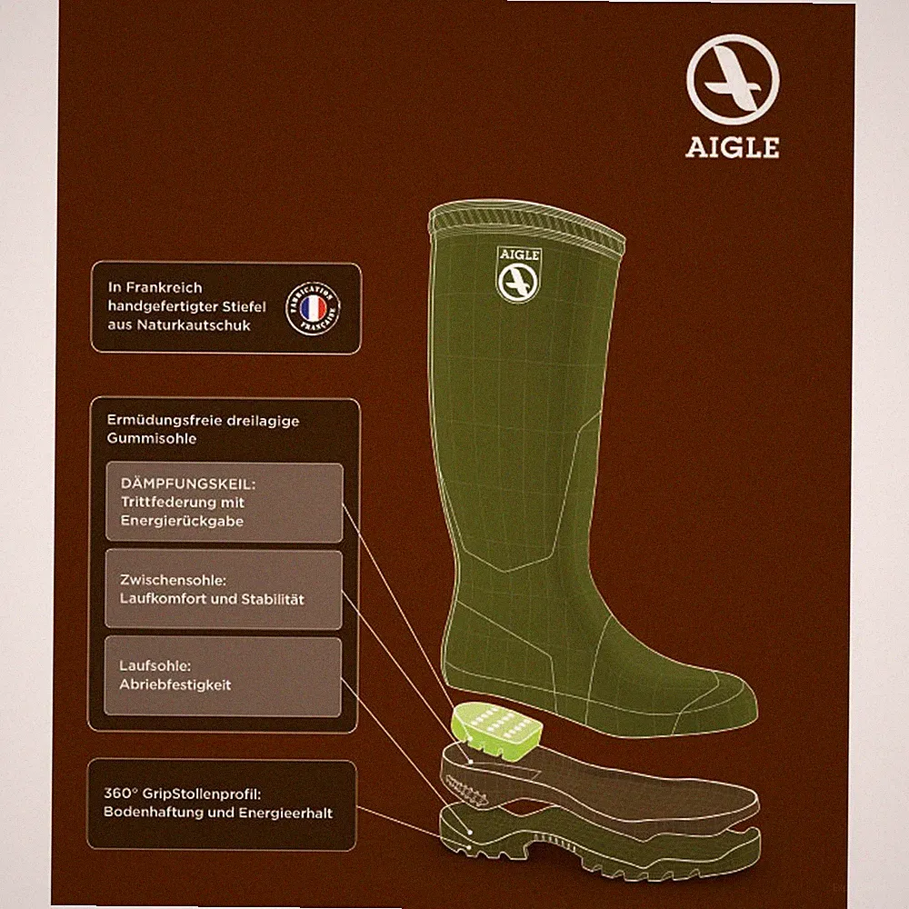 Aigle Gummistiefel Parcours 2 ISO Winterstiefel bis -20 Grad isoliert in Khaki
