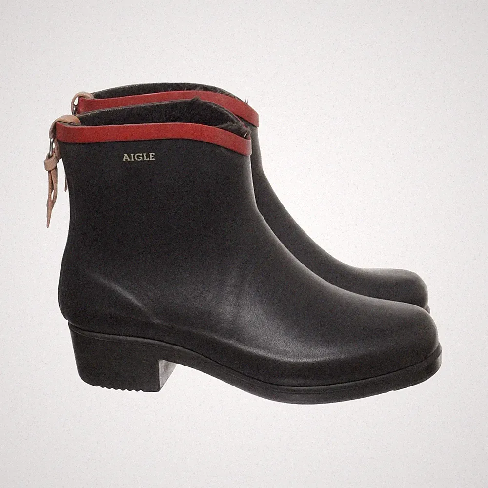 Aigle, Kurze Gummistiefel, Größe: 39, Schwarz/Rot, Damen #zIT