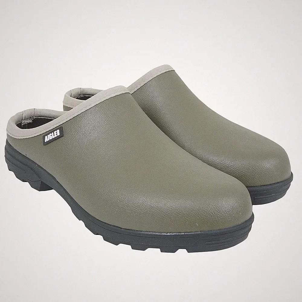 Aigle Lessfor offener Gummischuh Gartenschuhe Herren Damen kaki grün NA862