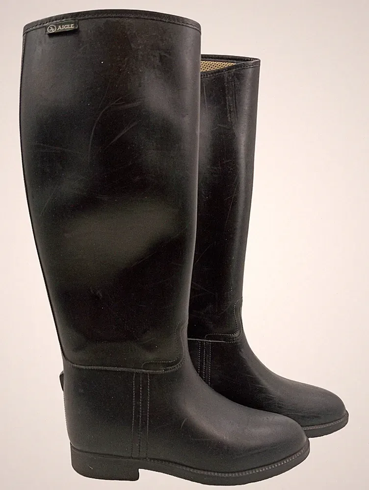 Aigle Reitstiefel Damen Gummistiefel Schwarz Größe 38 Klassisch