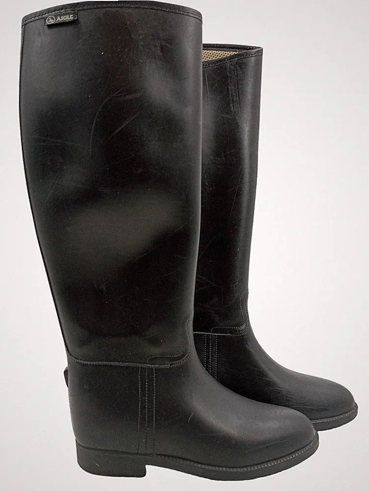 Aigle Reitstiefel Damen Gummistiefel Schwarz Größe 38 Klassisch