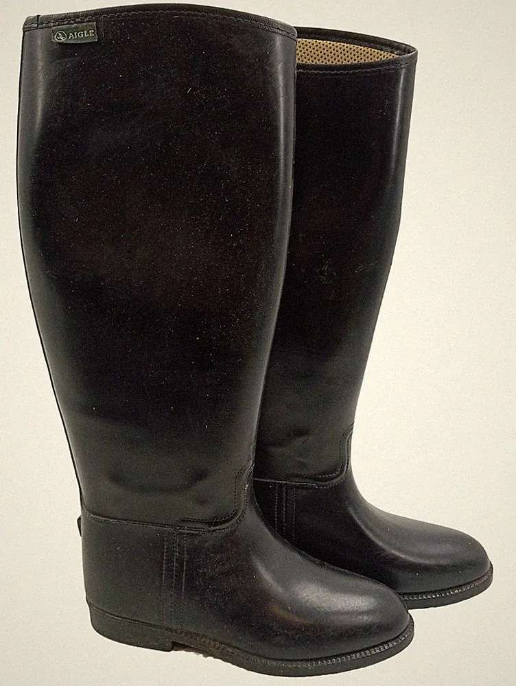 Aigle Reitstiefel Gummistiefel Damen Schwarz Gr. 37