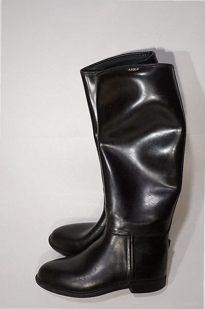 AIGLE REITSTIEFEL GUMMISTIEFEL SCHWARZ STIEFEL GUMMI VINTAGE EQUINOX JODPUR 37 4