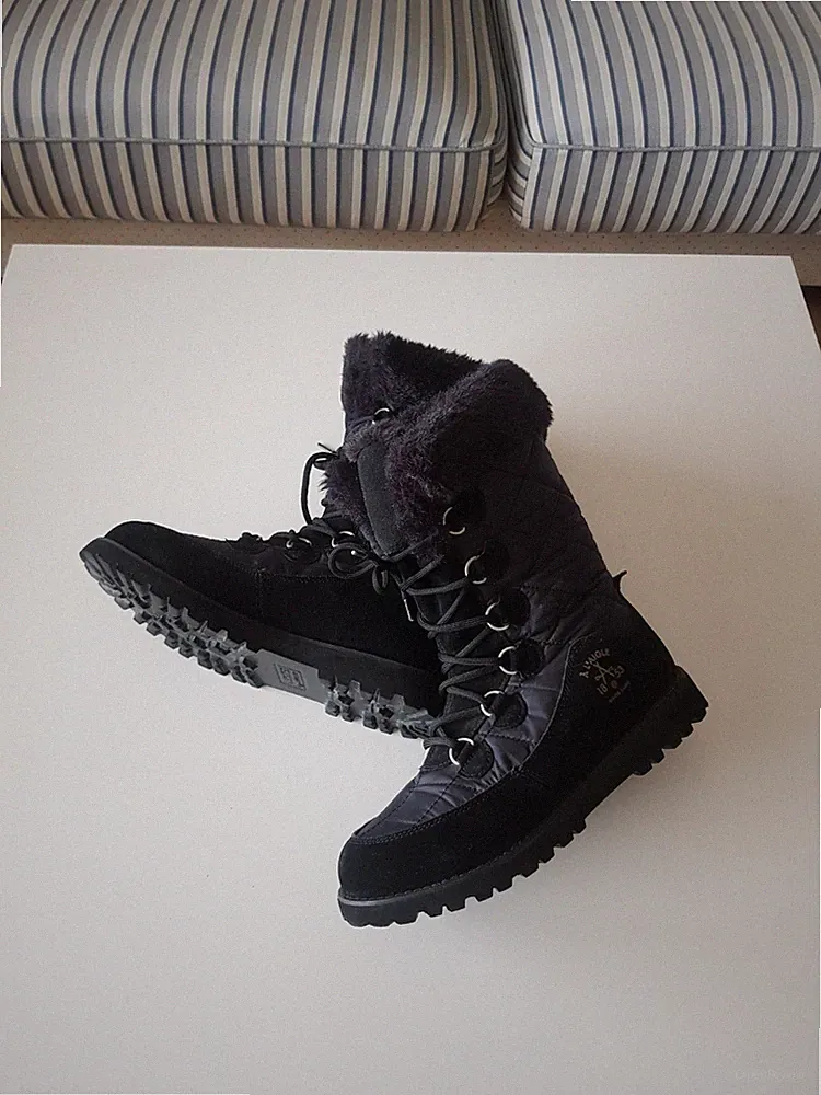 AIGLE warm gefütterte Winterstiefel☃️Wildleder☃️Wechselsohle☃️Gr. 39☃️Schwarz