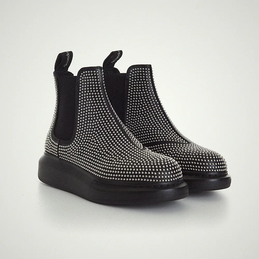 ALEXANDER MCQUEEN 890$ Nieten Hybrid Sneaker Stiefel - Schwarz Leder