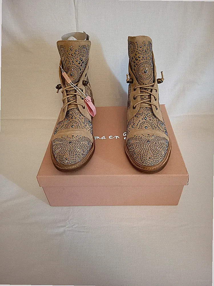 Alma en Pena Stiefeletten Boots Strass Sand Gr. 40 Neuwertig OVP