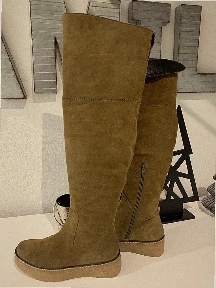 ALTRAOFFICINA Italy Gr. 38 Plateau Stiefel Echtleder Overknee Leder NEU top