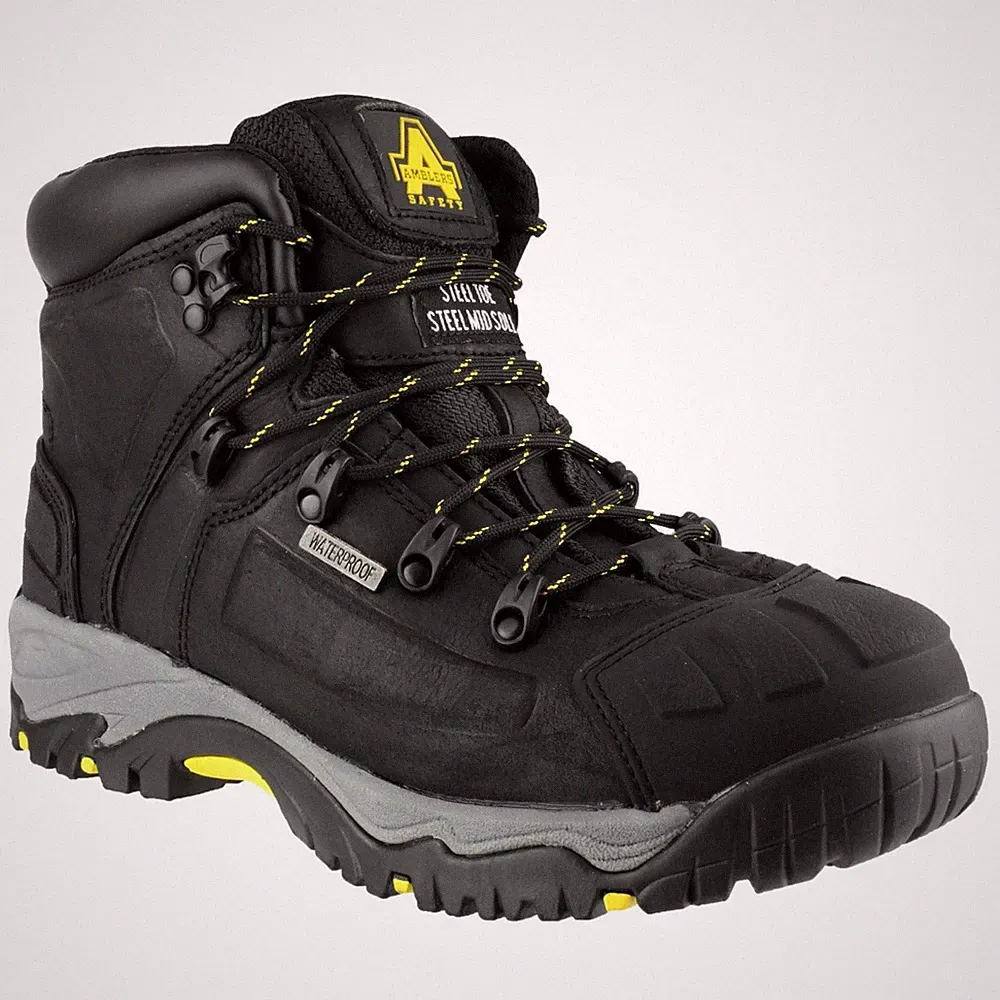 Amblers Damen Stiefel - AS803 Weite Passform Sicherheitsstiefel Schwarz, 7-14
