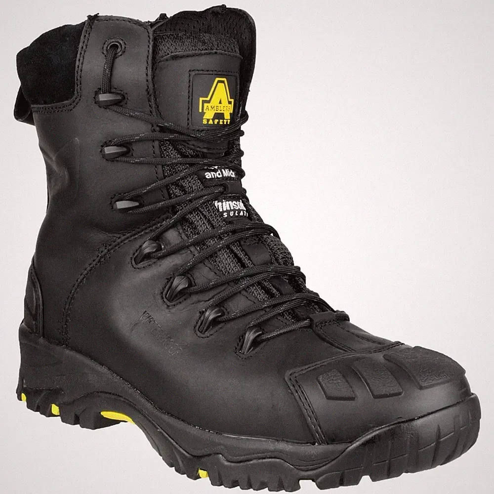 Amblers Damen Stiefel - FS999 Hi Bein Sicherheit mit Seite Zip-In Schwarz, 3-14
