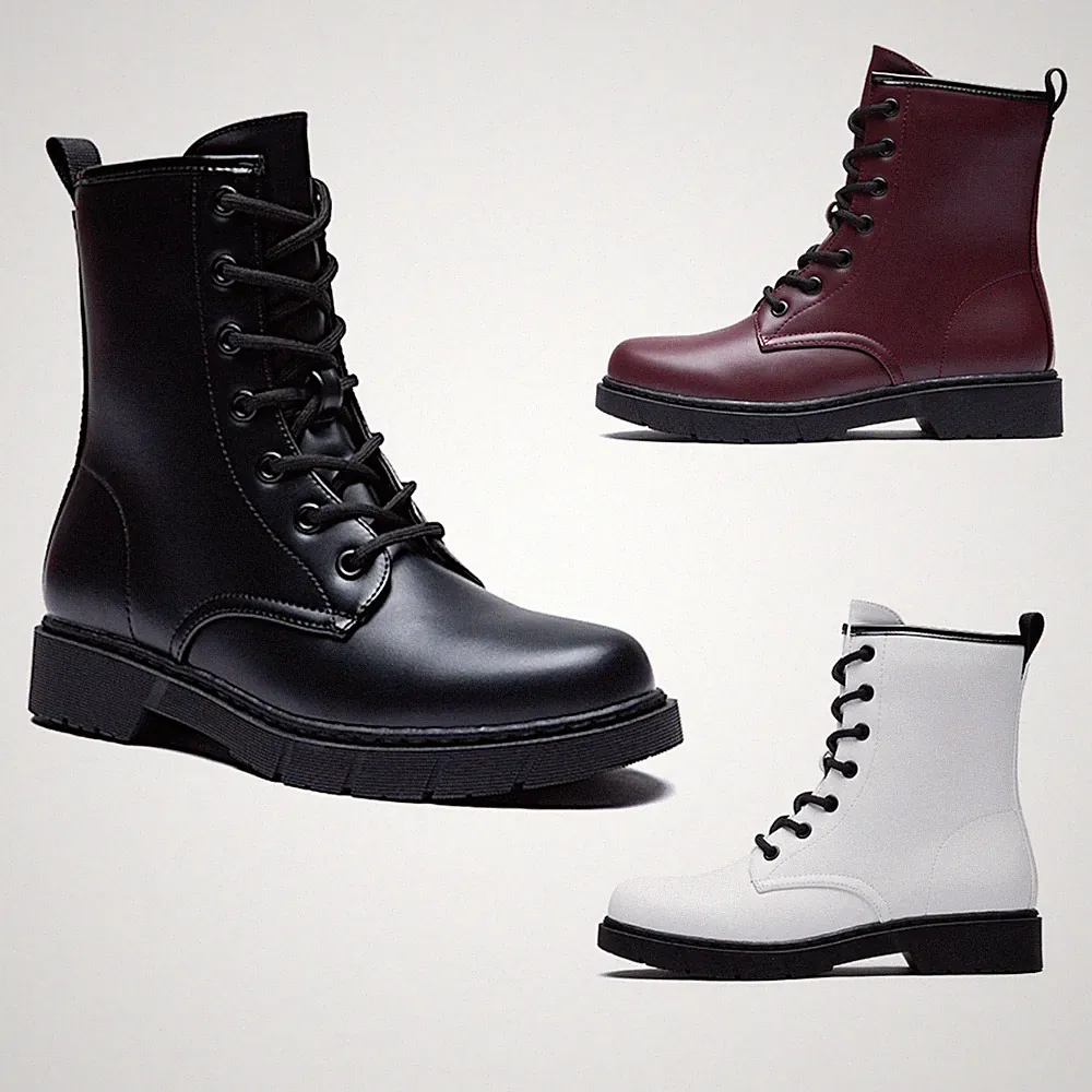 Amphibien Damen Schuhe Stiefeletten Kunstleder Halbstiefel Biker Schnürer Zip LH105 .