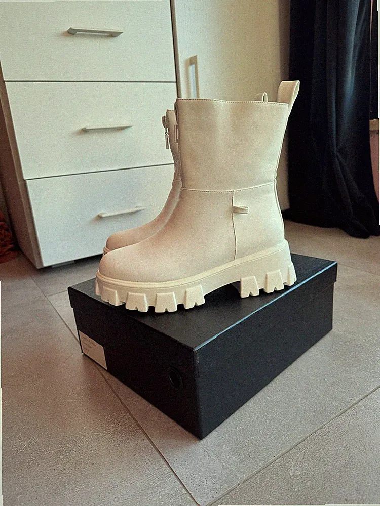 Amphibienstiefelette Stiefelette Wellington Chelsea Regen dicke Sohle Damen