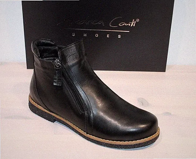 ANDREA CONTI Leder Stiefelette Booties Doppel-Zipper Leicht Schwarz - Neu !