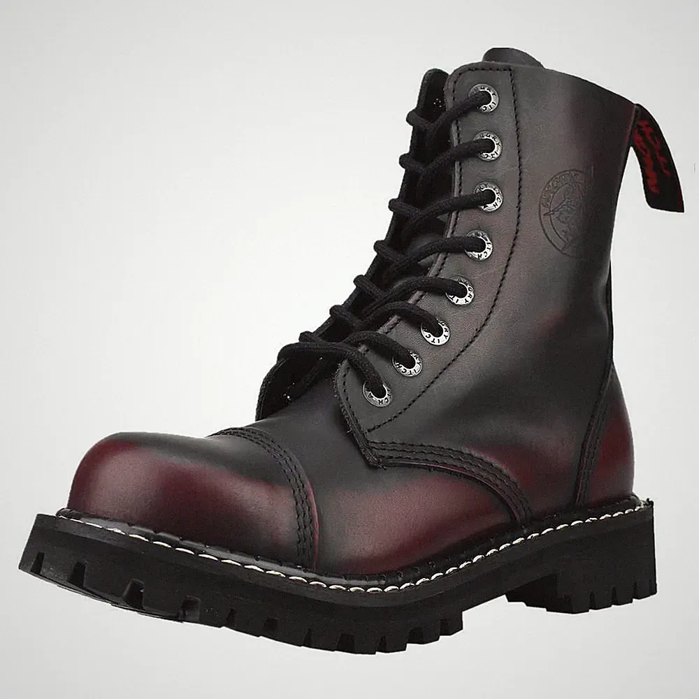 ANGRY ITCH - 8-Loch Burgundy Red Rub-Off Gothic Punk Army Ranger Armee Leder Sti