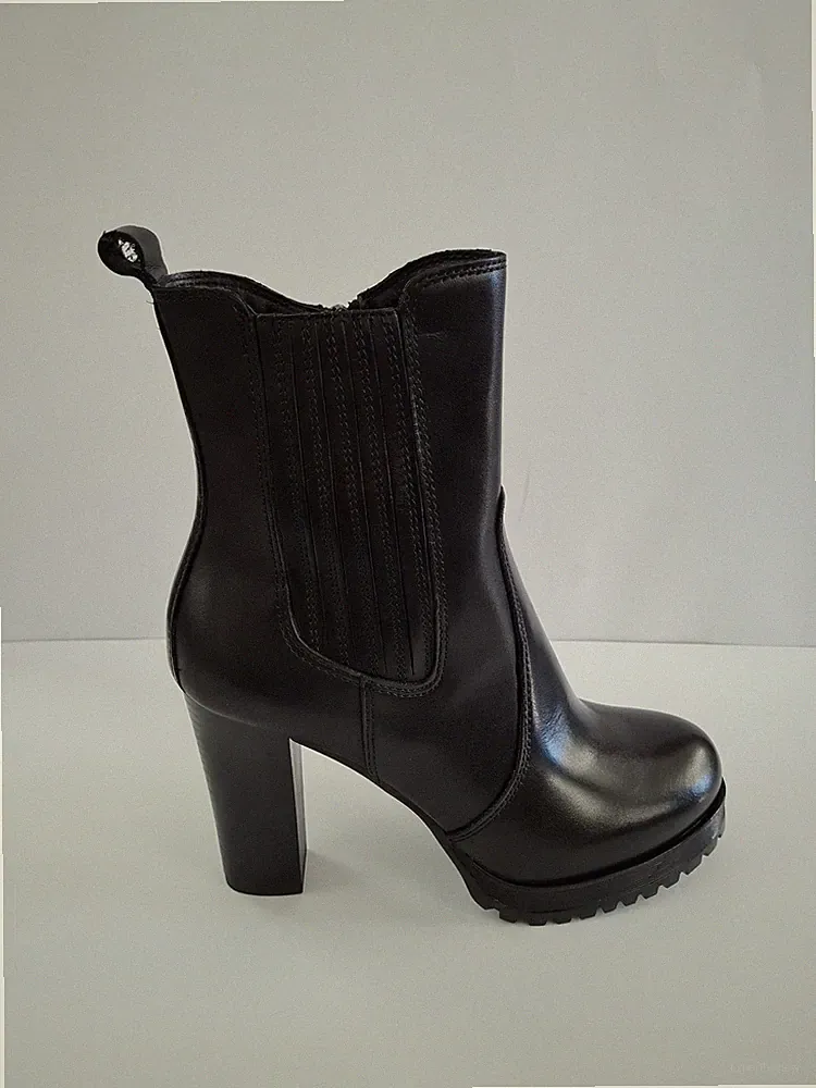 Anna Blatt Kalbsleder-Strumpfhose, Absatz 90, Damen - SCHWARZ (Schwarz)