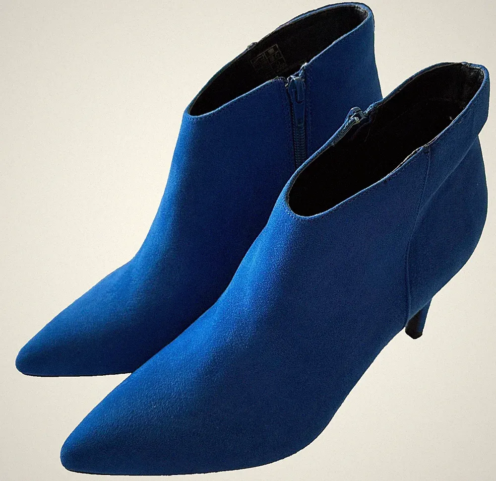 Anna Field Stiefeletten 40 Neu cyanblau Kitten Heel 8,5 cm Reißverschluss Spitz