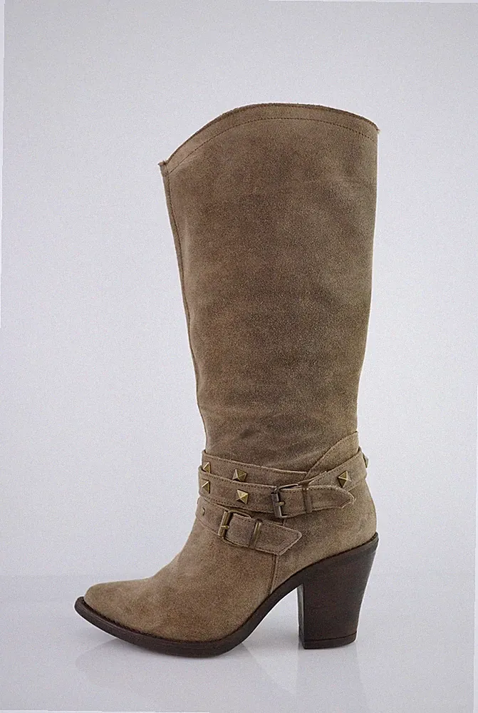 APART Western Boots Velourslederstiefel 37 taupe graubraun Cowboystiefel