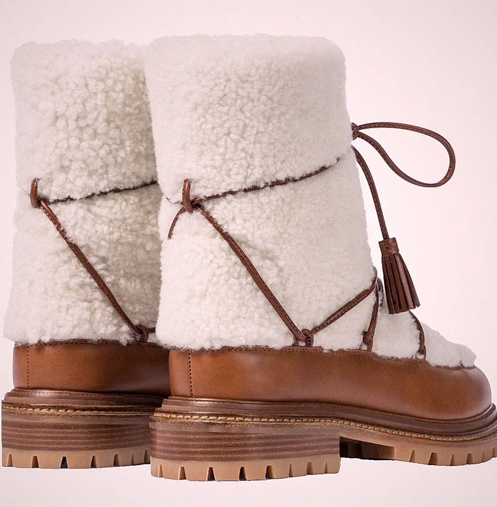 AQUAZZURA Very Gstaad Shearling Ankle Boots Booties Lammfell Stiefel Schuhe 37