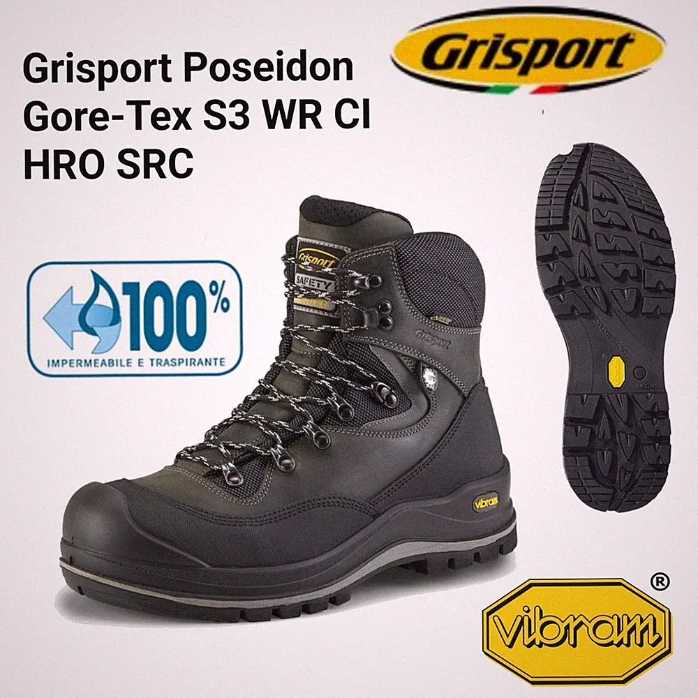 ARBEITSSCHUH POSEIDON S3 HRO HI CI WR SRC (GRISPORT) N43 Schwarz VIBRAM