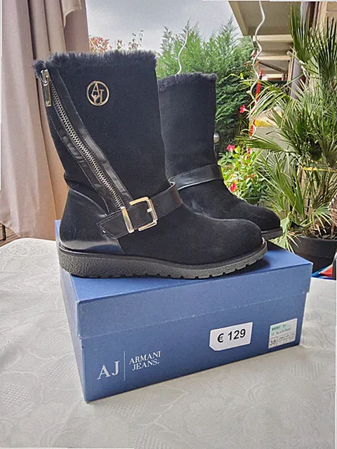 🔝🎁🎀 Armani Jeans Echtleder Stiefel Gr. 38 25cm