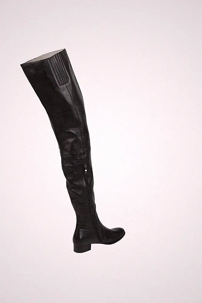 AROLLO Lange Overknee Stiefel Lady Olga Echtleder Low Heel Größen 37-46