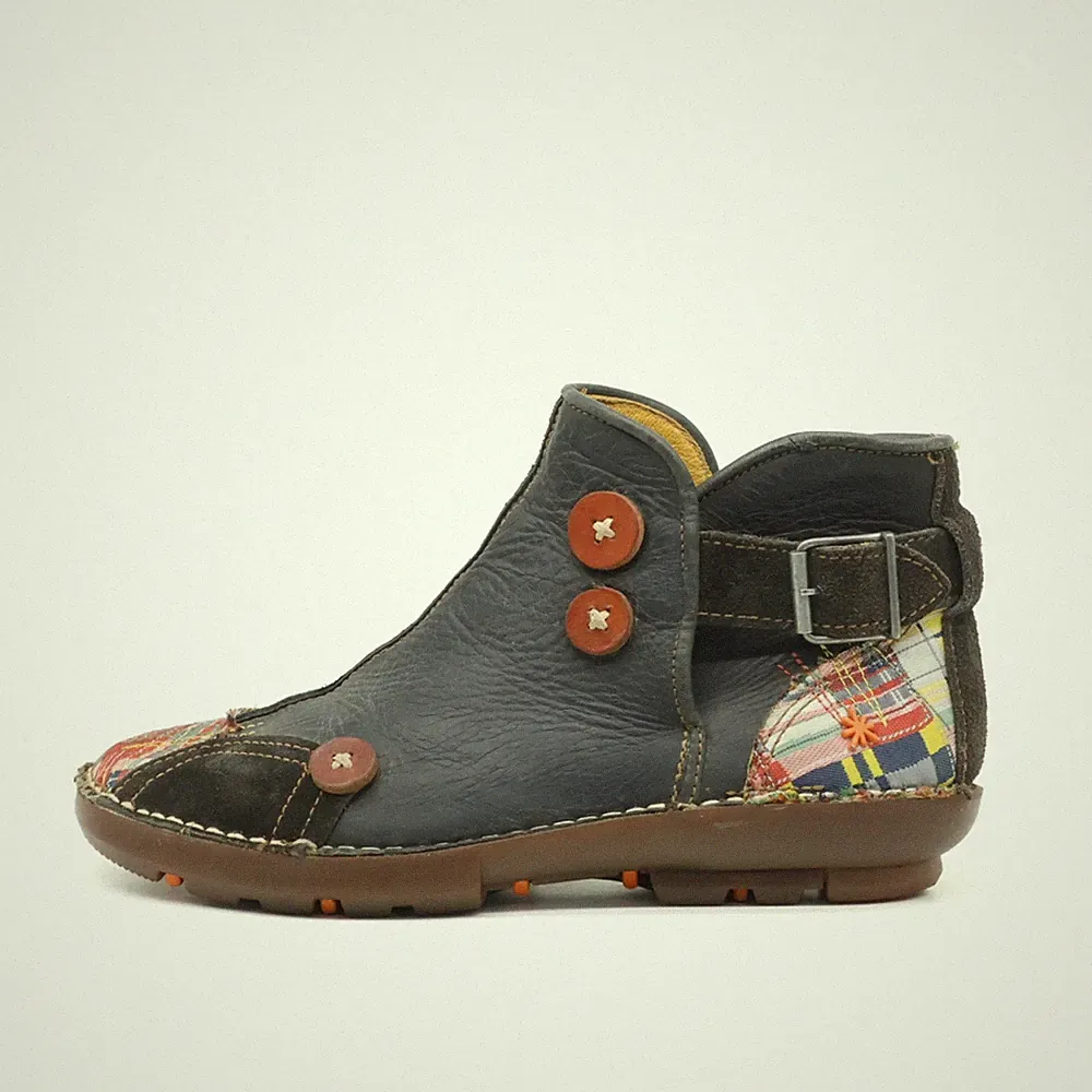 Art Damen 679 Stiefel Grau/Bunt Leder Klettverschluss Stiefeletten EU 38